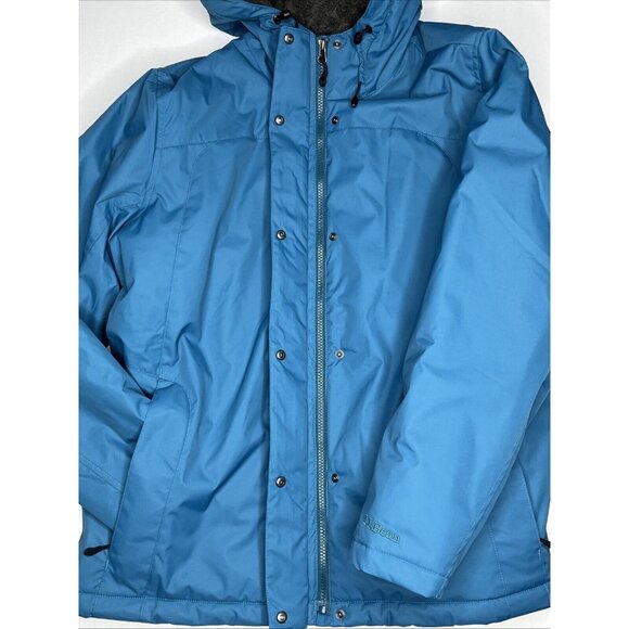 LL Bean Winter Warmer Jacket Women 1X REG Blue Fleece Lined Hood Zip Pocket Snap - Picture 4 of 14